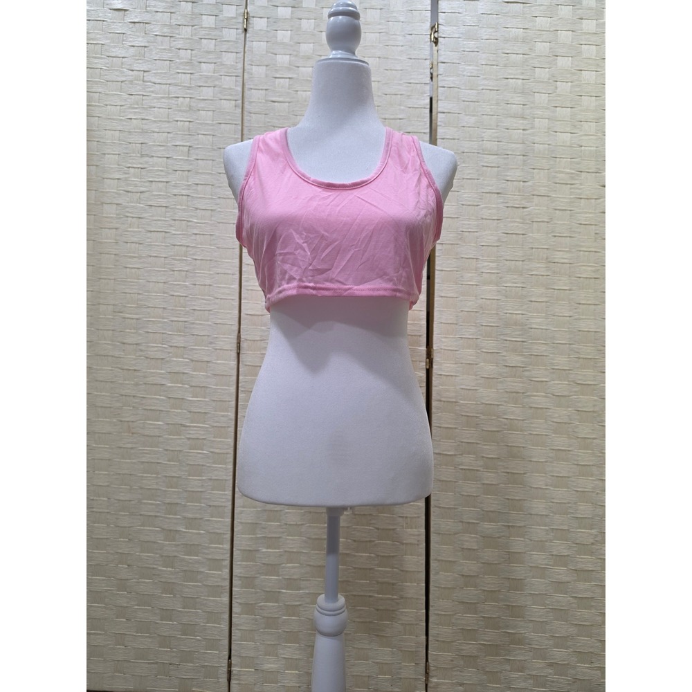 Xiranmei Pink Racerback Crop Top Sleeveless Scoop Neck Activewear XL